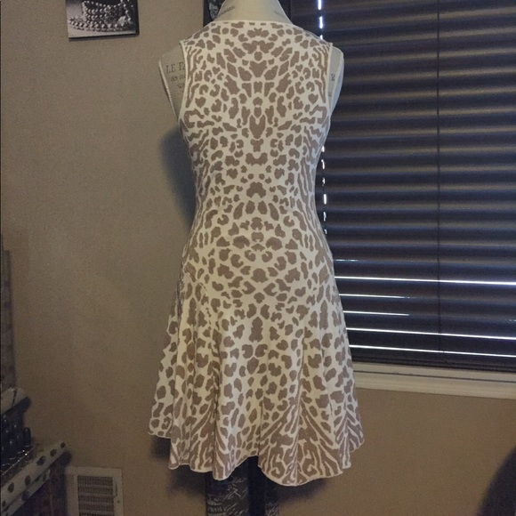 RVN White & Gold Leopard Fit and Flare Dress - L - Picture 3 of 4