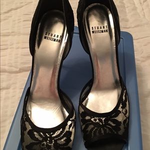 Stuart Weitzman  Black Lace Heel