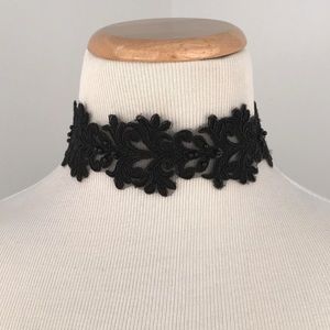 Wide Black Floral Choker