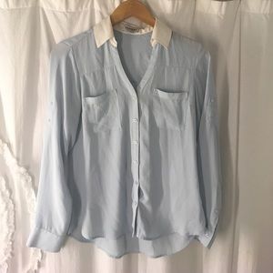 Express portofino light blue button down size XS