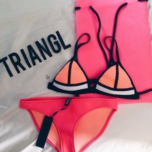 Trinagl Neoprene Bikini - Pink + Orange