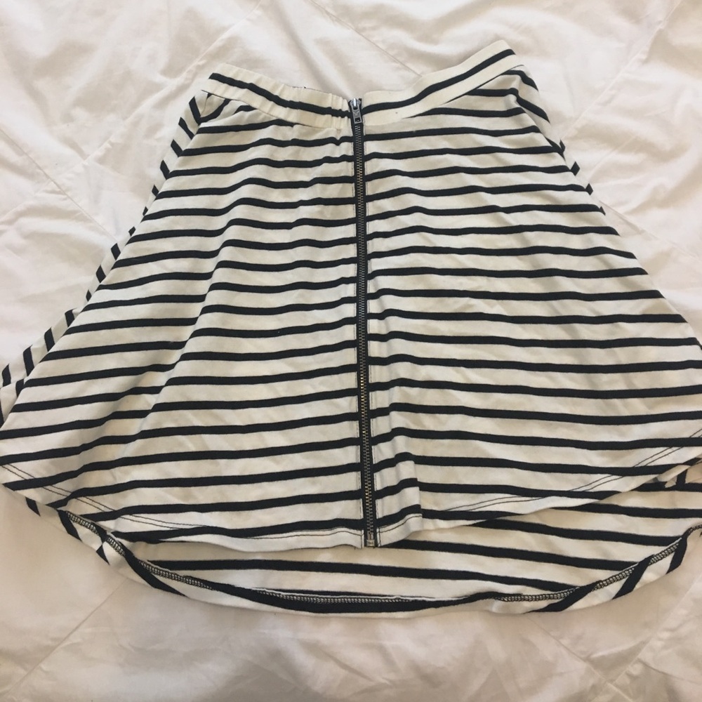 Black and white striped mini skirt