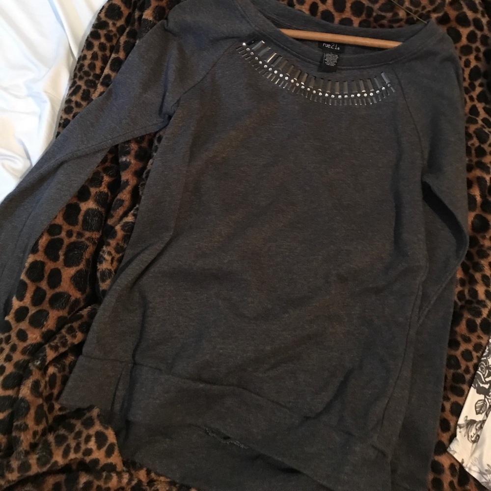 Gray jeweled sweatshirt
