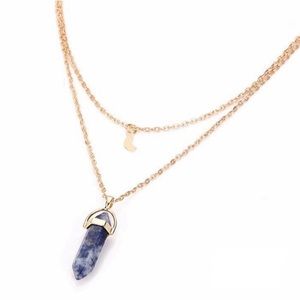 5 for $25 • Double Layer Moon & Stone Necklace