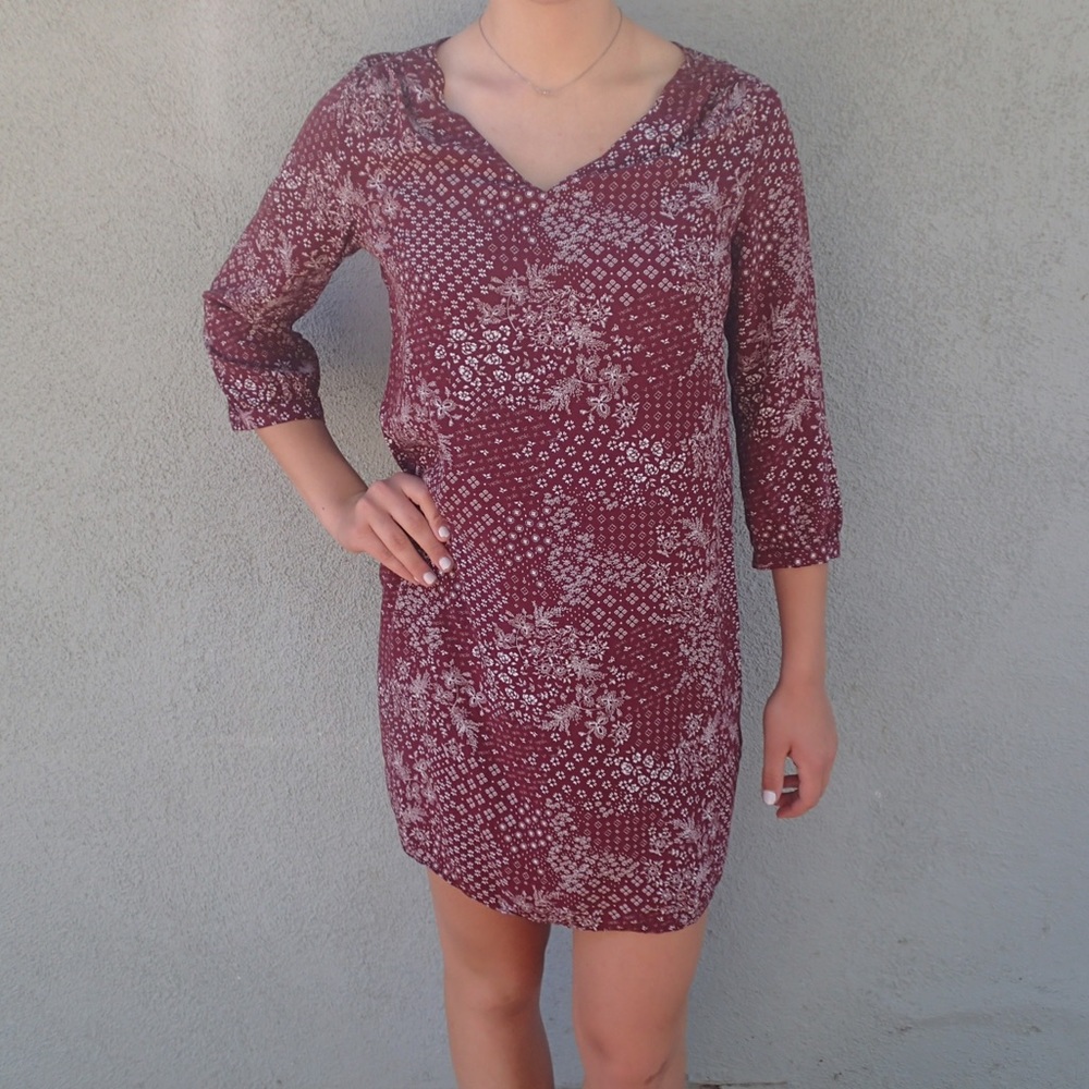 3/4 sleeve plum dress