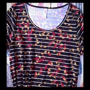 Striped with floral accents LulaRoe Classic Tee