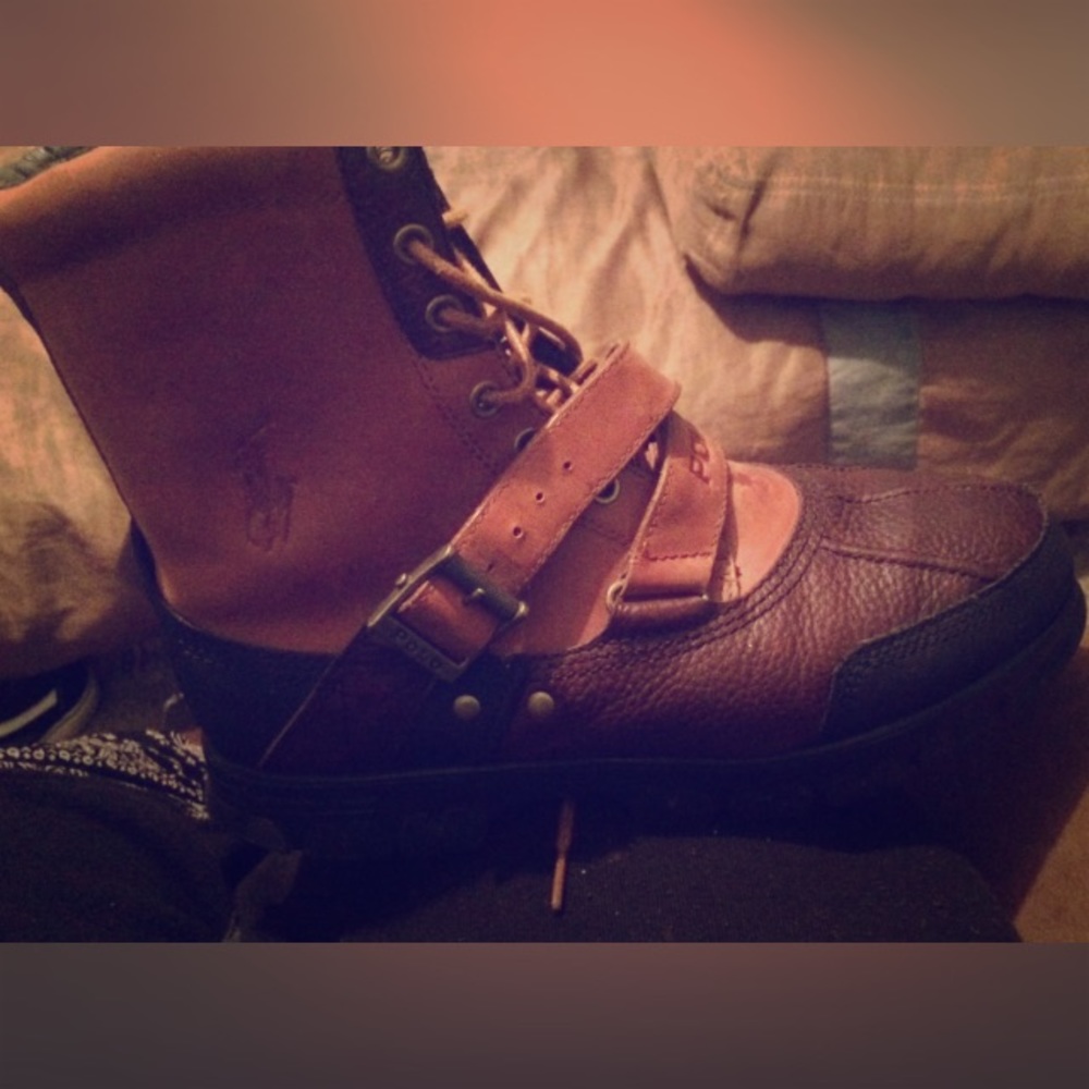 Pair of polo boots and a pair of Nike unlimited