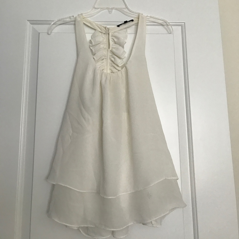 Ruffled white tank top