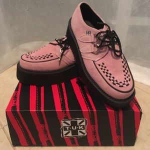 T.U.K. Baby Pink Suede Creepers - Women's Size 7