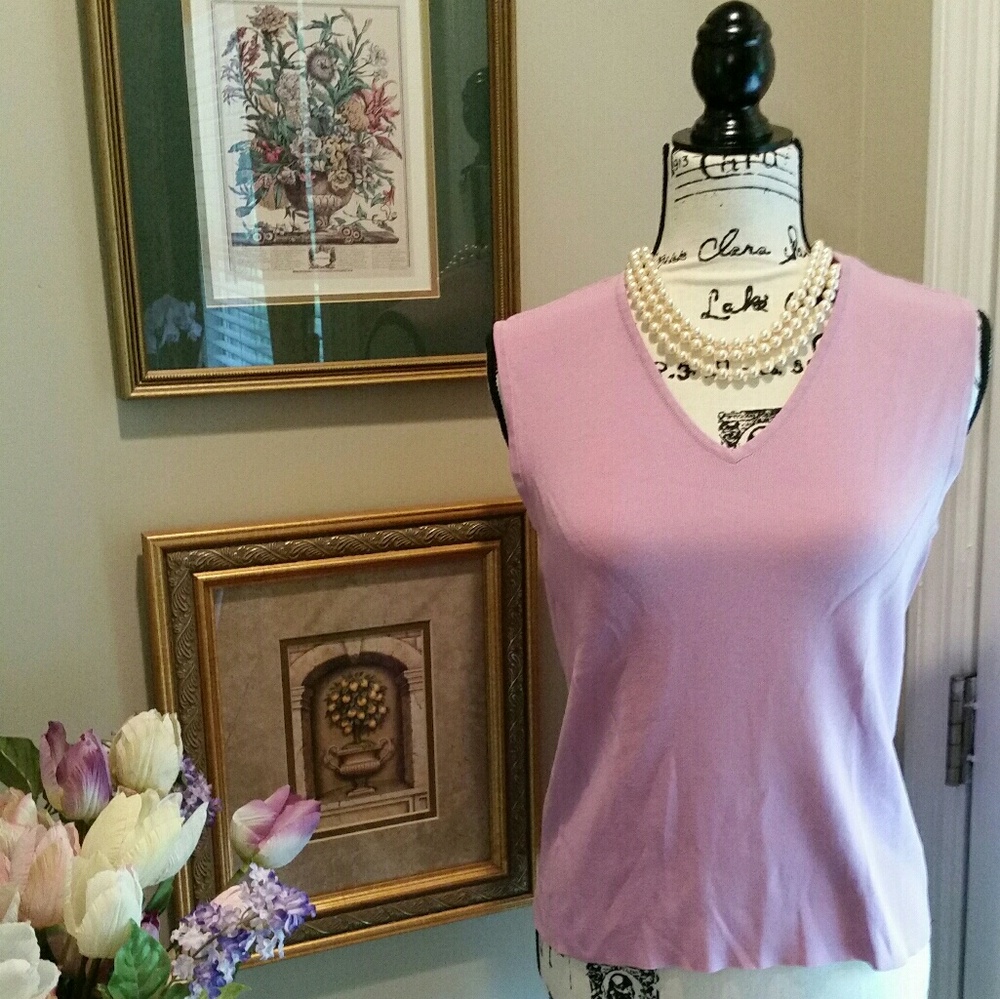 Laura Ashley Pink Sleeveless Vee-Neck Shell