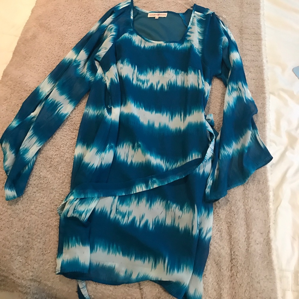 chiffon blue dress