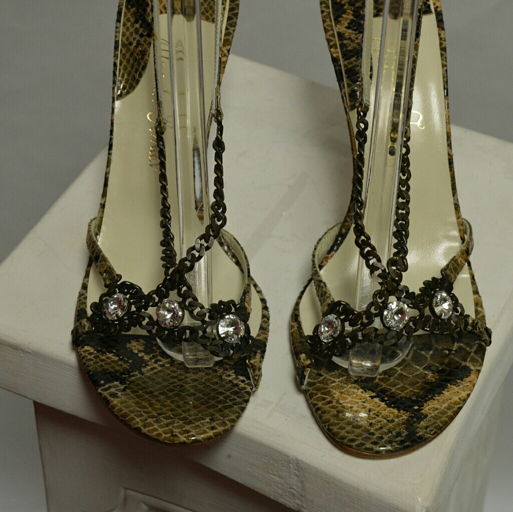 Alexander Thomas Brown Animal Print Leather Sandal