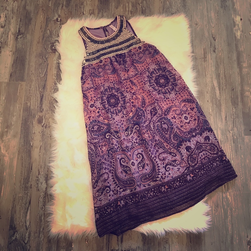 Purple Beaded Sleeveless Dress