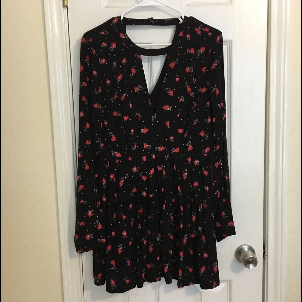 NWT Free People Black Floral Mini Dress