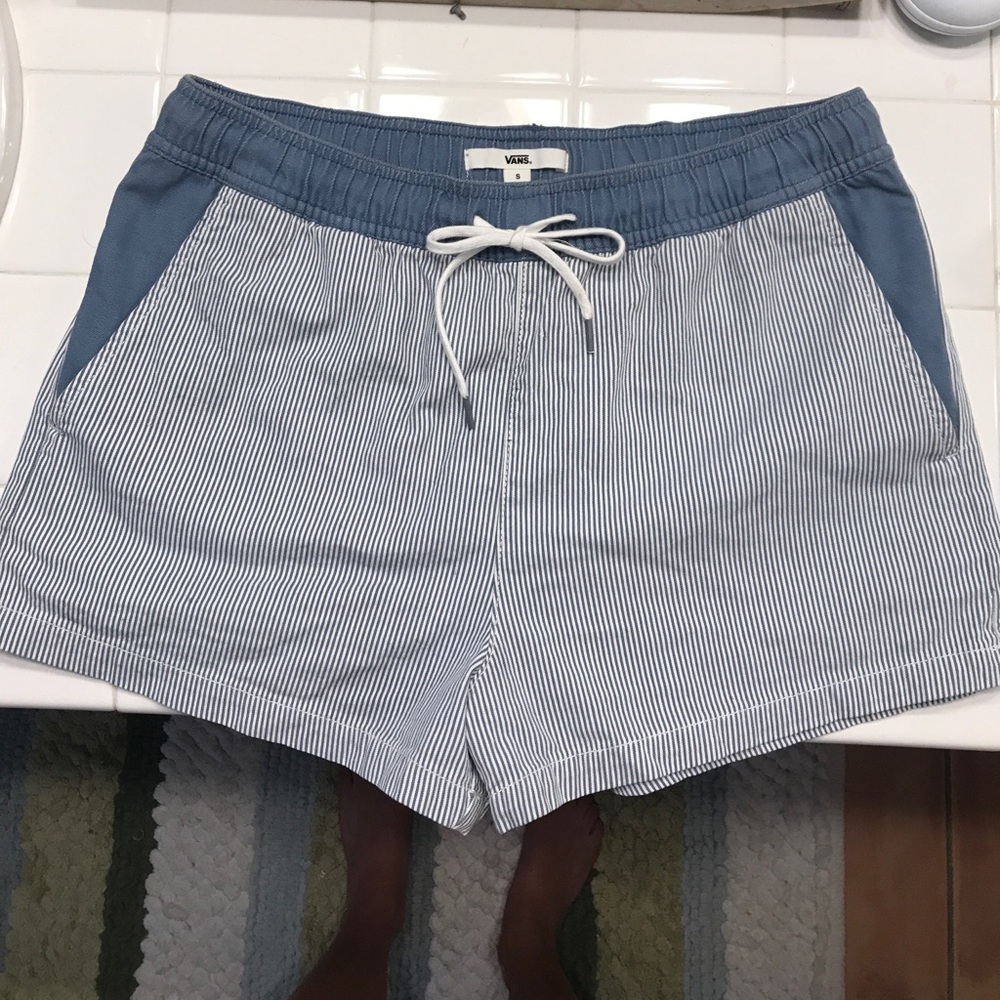 Blue and White Vans Striped Shorts
