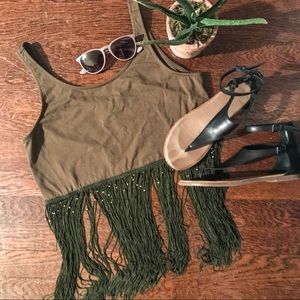 Fringe Crop Top 🐍🌚🥝 NEVER WORN