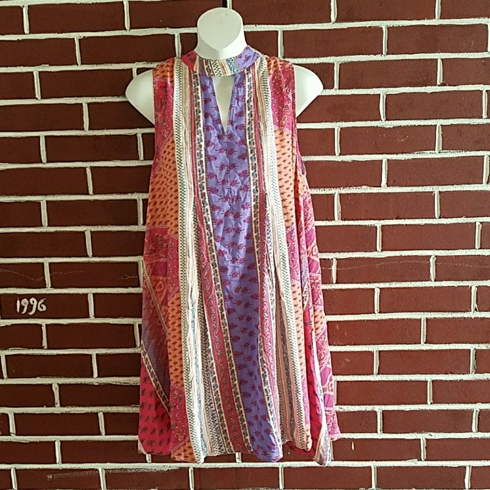 Colorfull boho  key hole back tunic/ dress