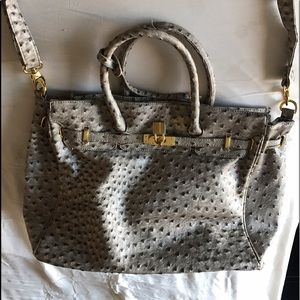 Faux ostrich leather weekend tote