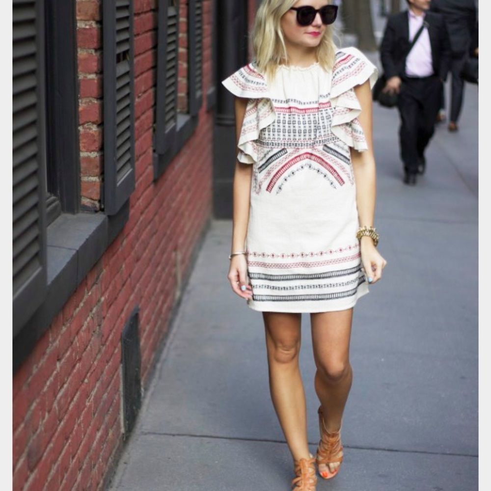 Off white Zara embroidered dress size Small