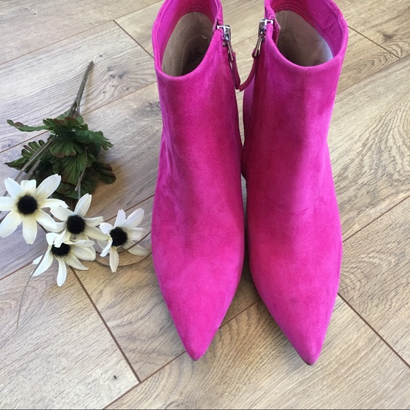 NIB SAM EDELMAN Karen Pink Suede Heel Boot 7.5 - Picture 2 of 7