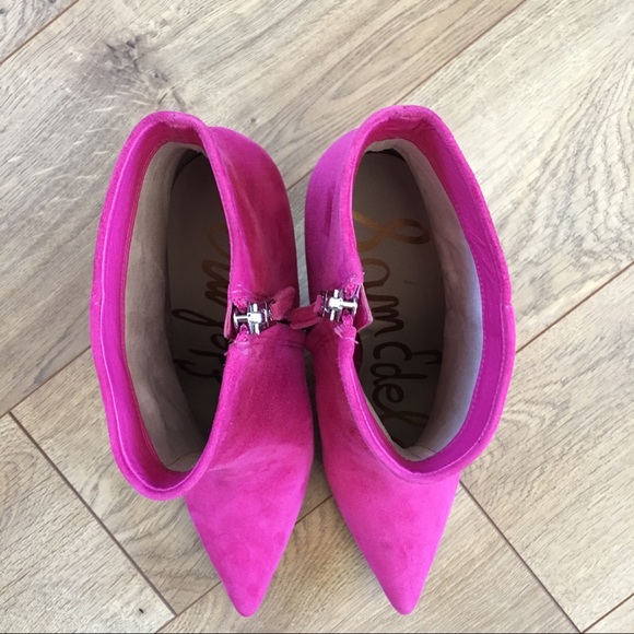 NIB SAM EDELMAN Karen Pink Suede Heel Boot 7.5 - Picture 4 of 7