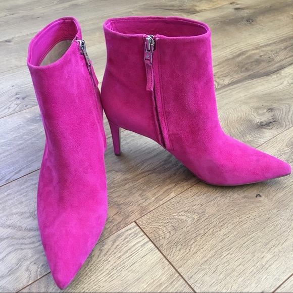 NIB SAM EDELMAN Karen Pink Suede Heel Boot 7.5 - Picture 5 of 7
