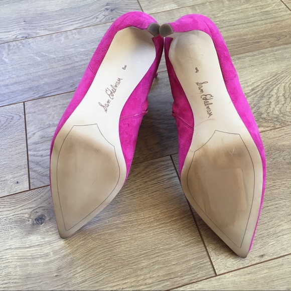 NIB SAM EDELMAN Karen Pink Suede Heel Boot 7.5 - Picture 6 of 7