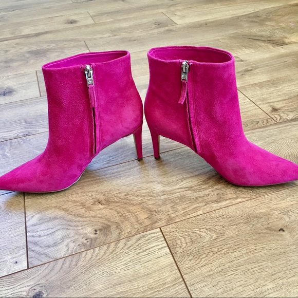 NIB SAM EDELMAN Karen Pink Suede Heel Boot 7.5 - Picture 7 of 7