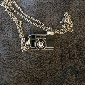 Silver camera necklace