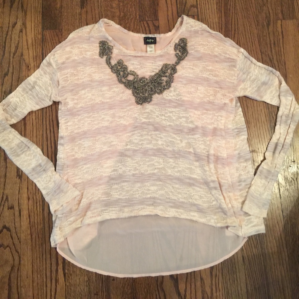 Bke size large long sleeve with beaded detail