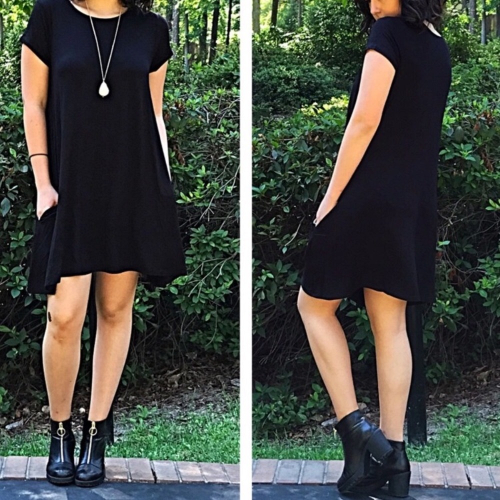NEW Black short sleeve tee shirt dress