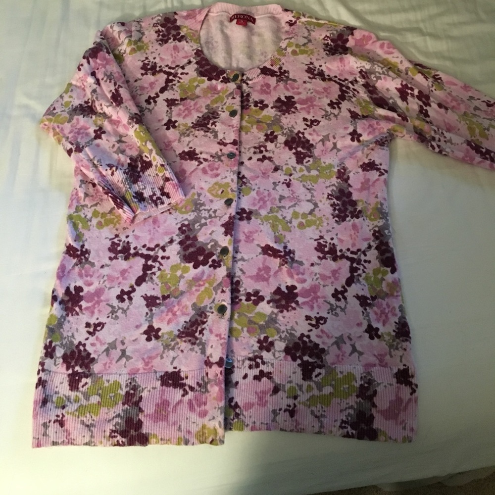 Merona medium 3/4 sleeve floral cardigan