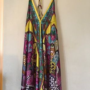 Silk patterned tie up dress