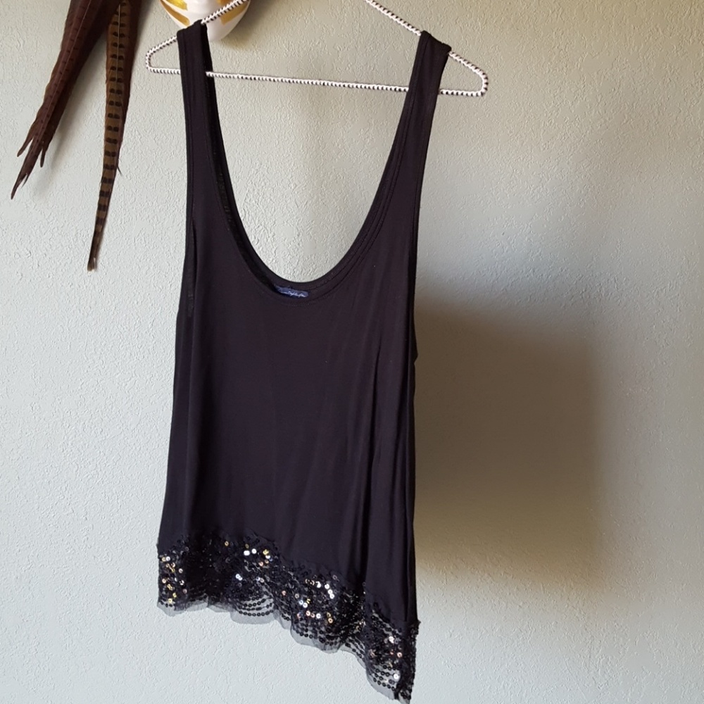 AEO black sequin trimmed tank