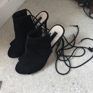 Black lace up heels