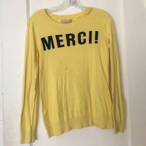 Banana republic yellow Merci! Long sleeve shirt