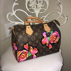 Vintage speedy 25 with custom painted flowers