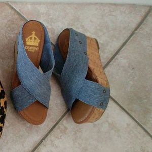 Crown vintage wedge denim blue heel