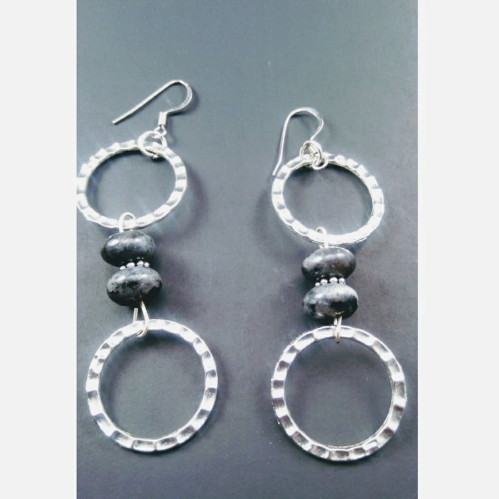 3in Labradorite & silver Earrings