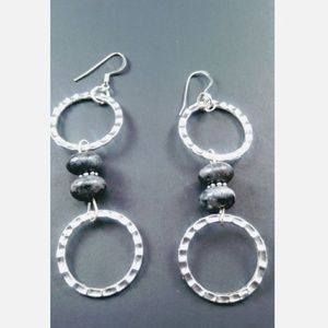 3in Labradorite & silver Earrings