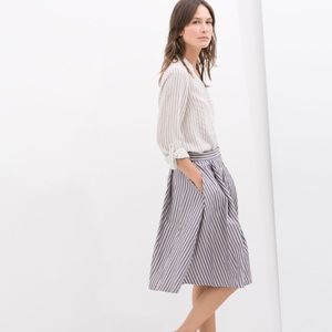 EUC Zara pleated striped skirt size small