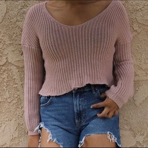 Pink Sweater Crop Top