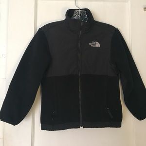 The north face black hooded fleece jacket-girls