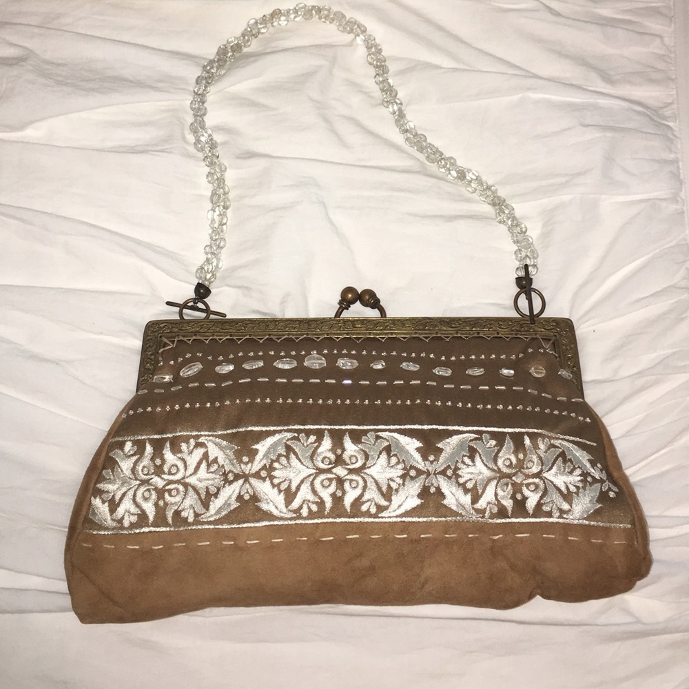 Vintage Annie Capobianco bag tan suede embellished