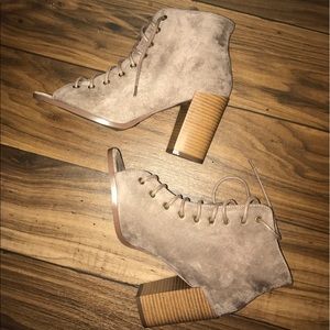 NWOT Charlotte Russe nude heeled booties