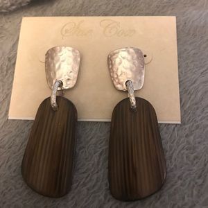 Silver and wood earrings