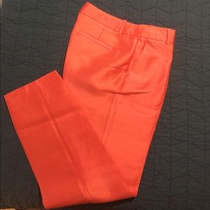 Silk tangerine tapered trousers