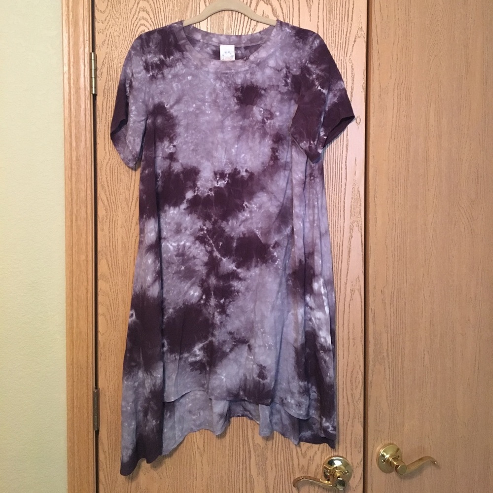 Purple & Gray Tie Dye T Shirt Dress