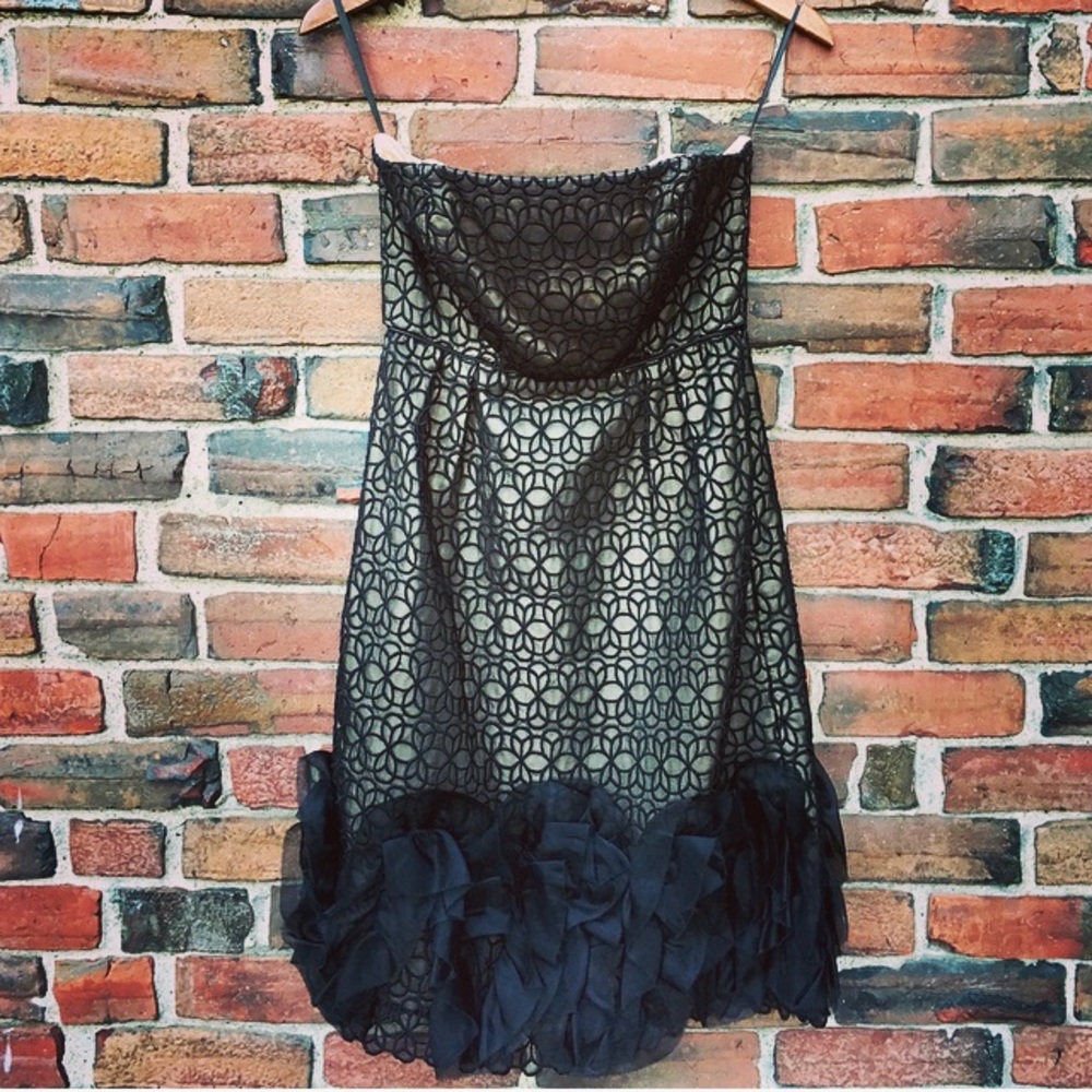 MILLY Silk Organza Lace Strapless Party Dress