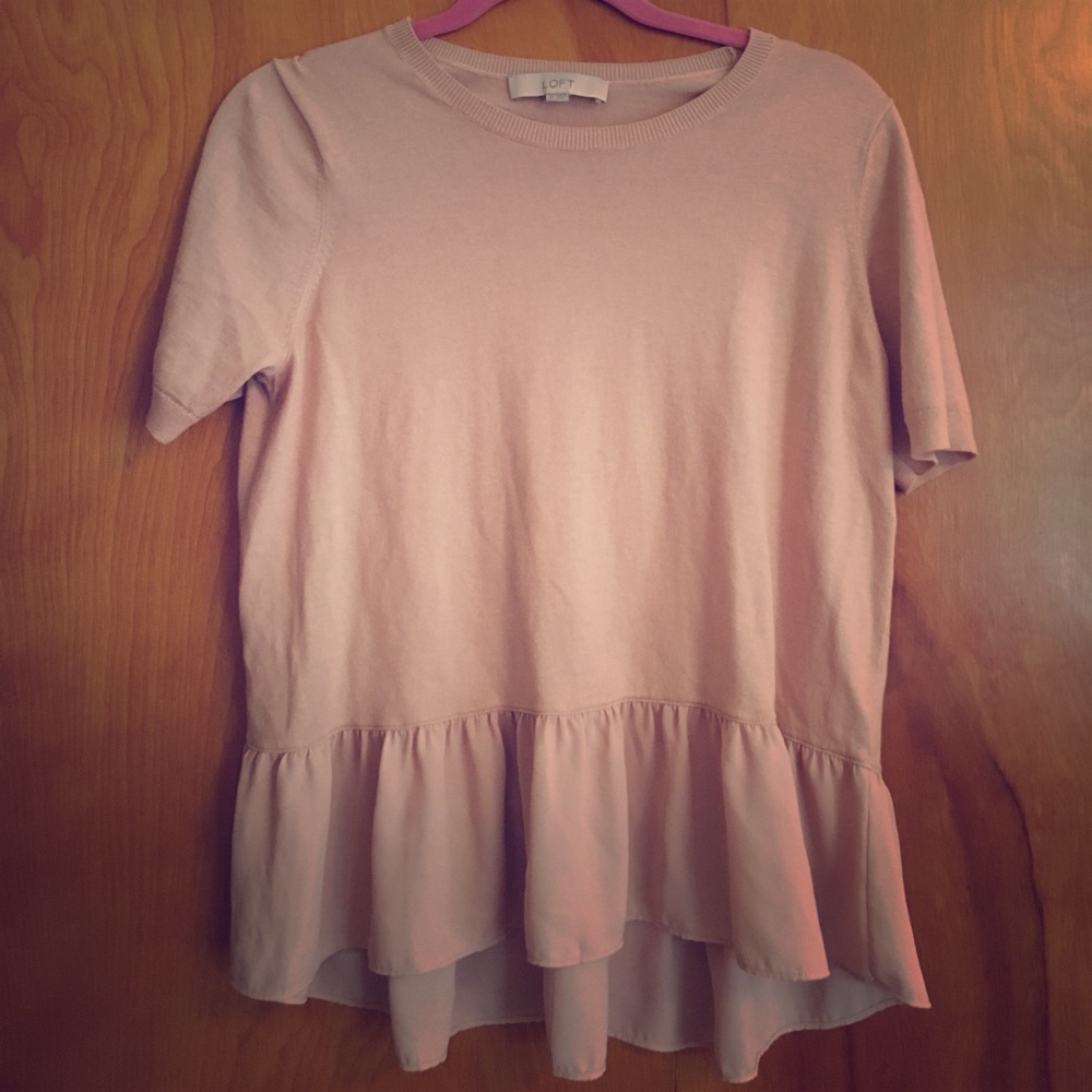 Soft Pink Loft Peplum Tee